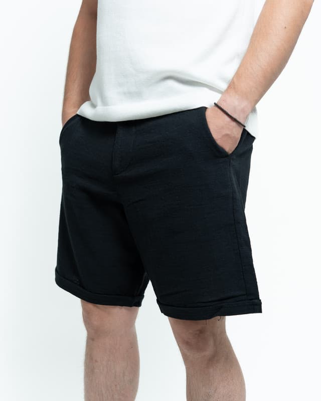 Short jeans - Ленени црни — Men's shortsJeans