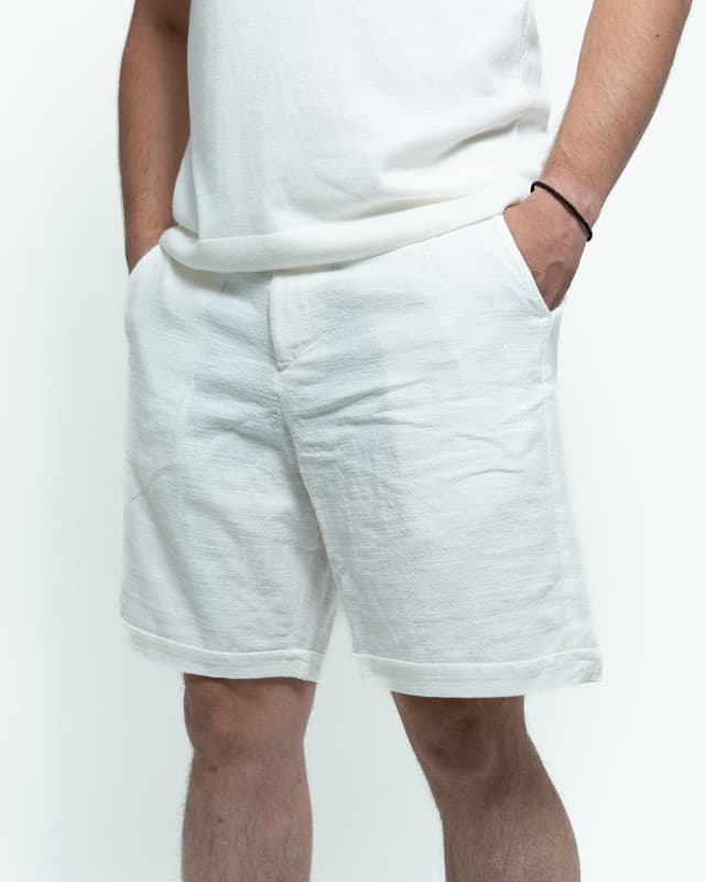 Short jeans - Ленени бели — Men's shortsJeans